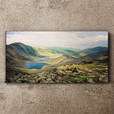 Tableau imprimé sur toile Paysage de montagne avec un lac