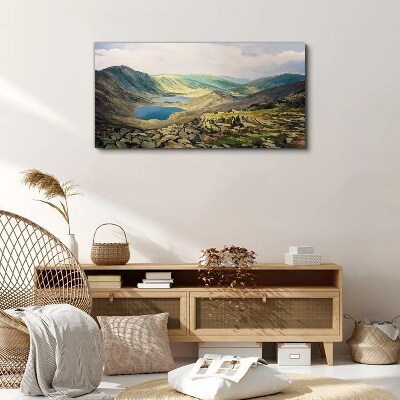 Tableau imprimé sur toile Paysage de montagne avec un lac