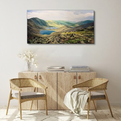 Tableau imprimé sur toile Paysage de montagne avec un lac