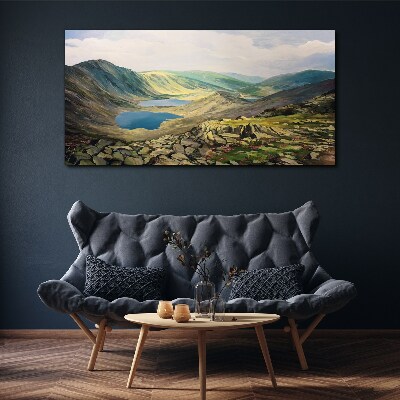 Tableau imprimé sur toile Paysage de montagne avec un lac