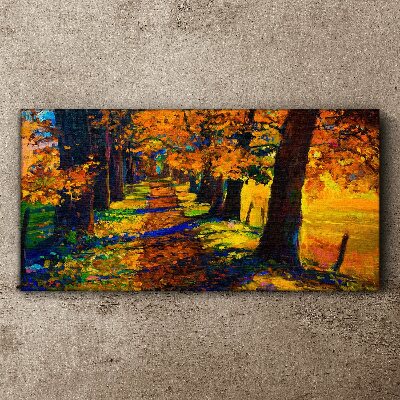 Tableau toile imprimée Avenue dorée sous le soleil d'automne