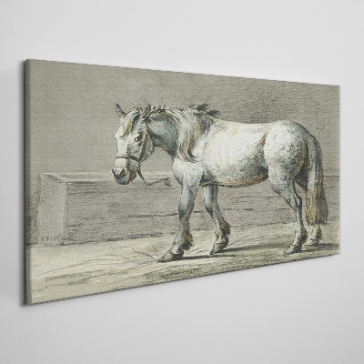 Tableau imprimé sur toile Un cheval qui marche dans des tons de gris
