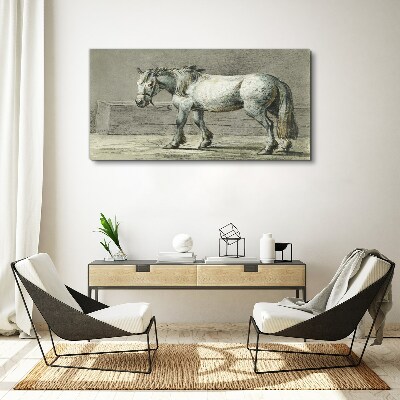 Tableau imprimé sur toile Un cheval qui marche dans des tons de gris