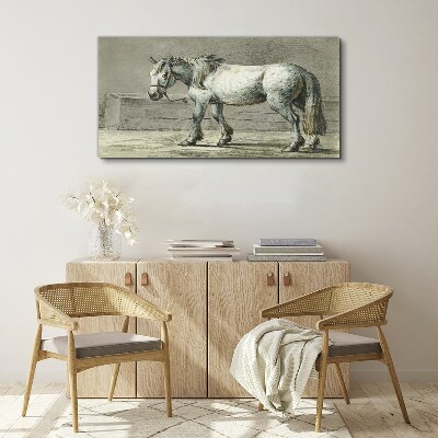Tableau imprimé sur toile Un cheval qui marche dans des tons de gris