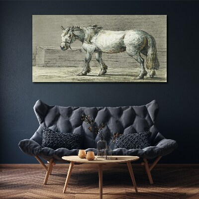 Tableau imprimé sur toile Un cheval qui marche dans des tons de gris