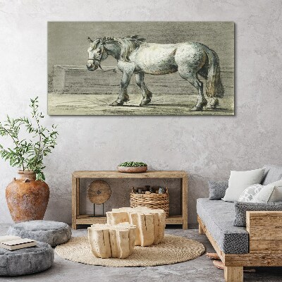 Tableau imprimé sur toile Un cheval qui marche dans des tons de gris