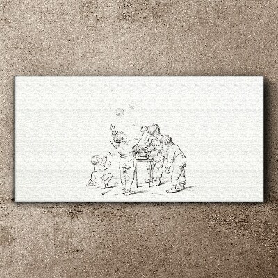 Tableau sur toile Enfants jouant avec des bulles de savon