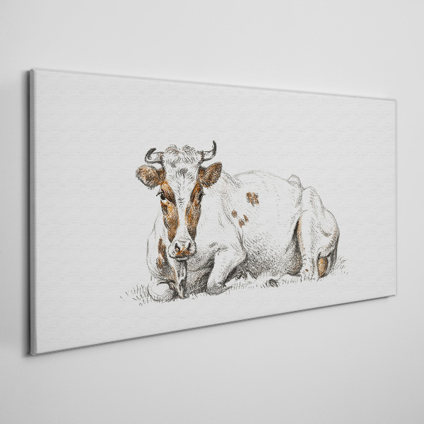 Tableau toile imprimée Une vache calme dans le pré