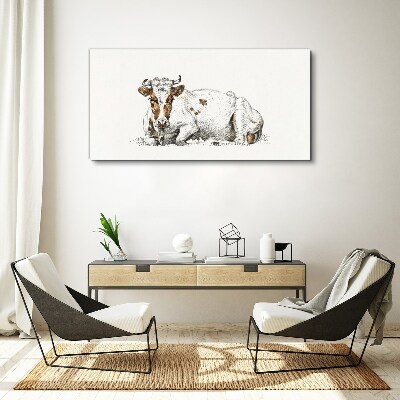 Tableau toile imprimée Une vache calme dans le pré