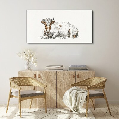 Tableau toile imprimée Une vache calme dans le pré