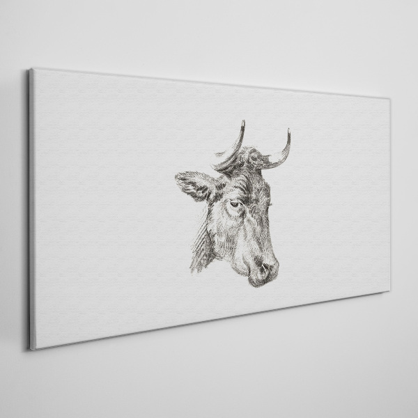 Tableau toile imprimée Portrait d'une vache sur fond blanc