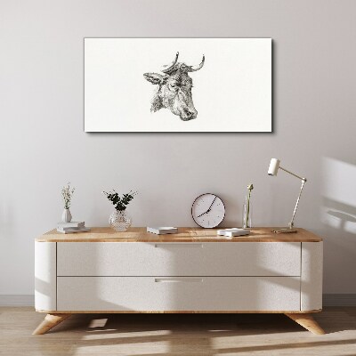 Tableau toile imprimée Portrait d'une vache sur fond blanc