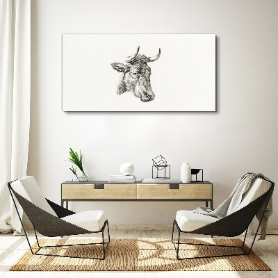 Tableau toile imprimée Portrait d'une vache sur fond blanc