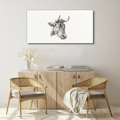 Tableau toile imprimée Portrait d'une vache sur fond blanc