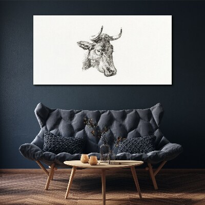 Tableau toile imprimée Portrait d'une vache sur fond blanc