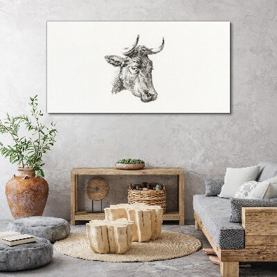 Tableau toile imprimée Portrait d'une vache sur fond blanc