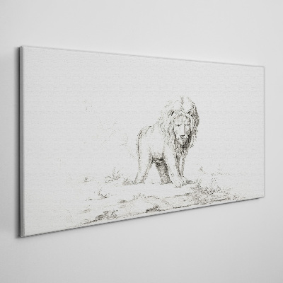 Tableau toile imprimée Lion en contemplation