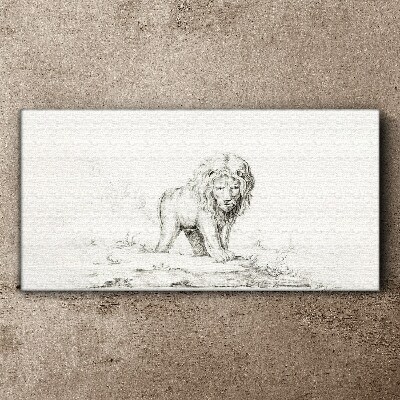 Tableau toile imprimée Lion en contemplation