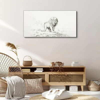 Tableau toile imprimée Lion en contemplation