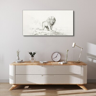 Tableau toile imprimée Lion en contemplation