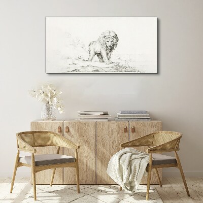 Tableau toile imprimée Lion en contemplation