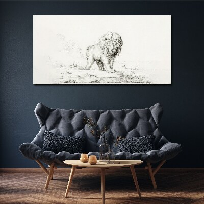 Tableau toile imprimée Lion en contemplation