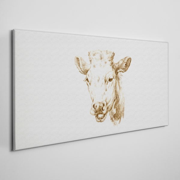 Tableau imprimé sur toile Portrait d'une vache dans les tons bruns