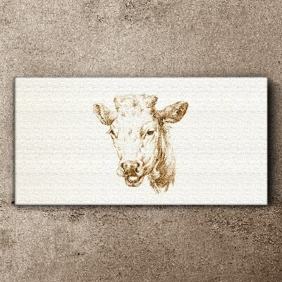 Tableau imprimé sur toile Portrait d'une vache dans les tons bruns