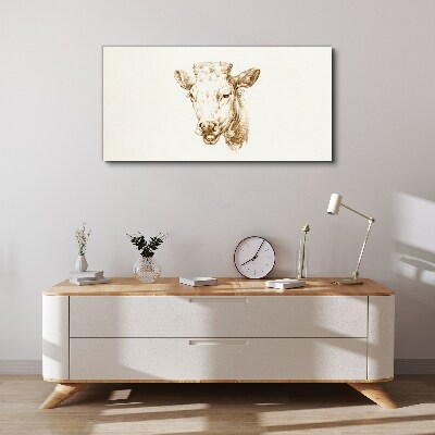 Tableau imprimé sur toile Portrait d'une vache dans les tons bruns