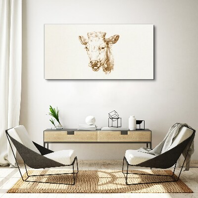 Tableau imprimé sur toile Portrait d'une vache dans les tons bruns