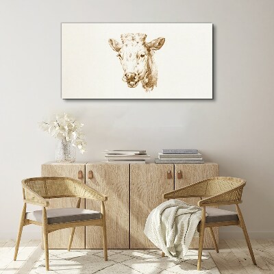 Tableau imprimé sur toile Portrait d'une vache dans les tons bruns