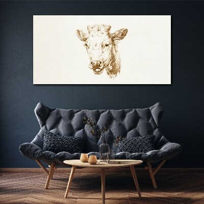 Tableau imprimé sur toile Portrait d'une vache dans les tons bruns