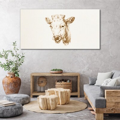 Tableau imprimé sur toile Portrait d'une vache dans les tons bruns