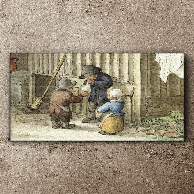 Tableau imprimé sur toile Enfants jouant dans la grange