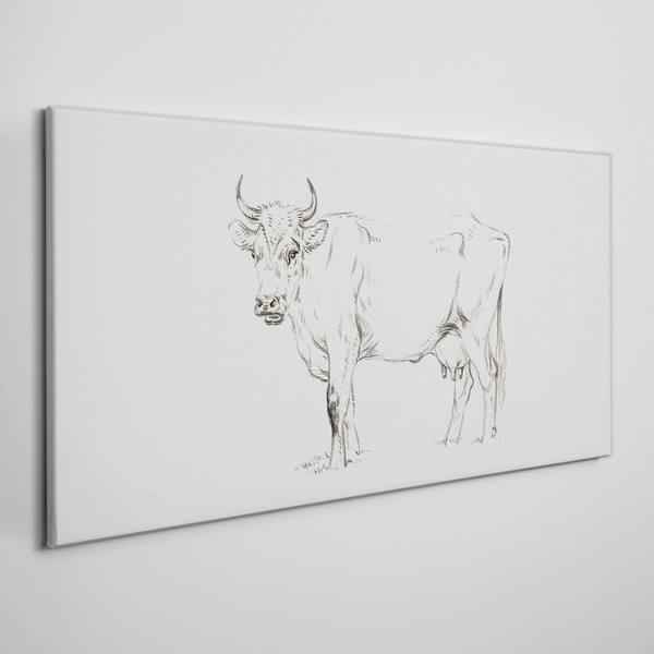 Tableau sur toile "Vache sur fond blanc"