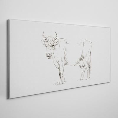 Tableau sur toile "Vache sur fond blanc"