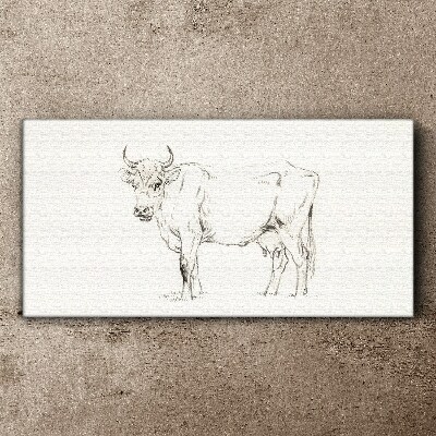 Tableau sur toile "Vache sur fond blanc"