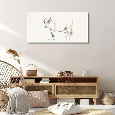 Tableau sur toile "Vache sur fond blanc"