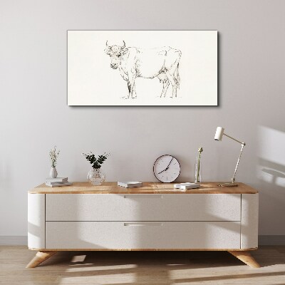 Tableau sur toile "Vache sur fond blanc"