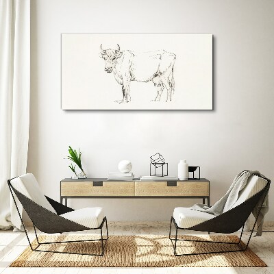 Tableau sur toile "Vache sur fond blanc"