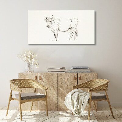 Tableau sur toile "Vache sur fond blanc"