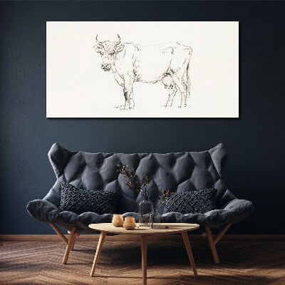 Tableau sur toile "Vache sur fond blanc"