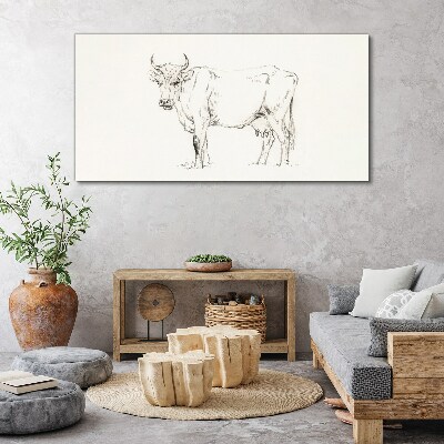 Tableau sur toile "Vache sur fond blanc"