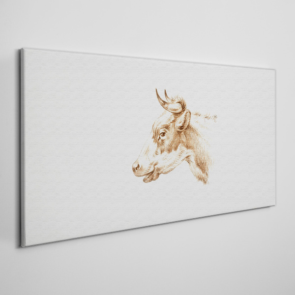 Tableau toile imprimée Portrait d'une vache dans les tons bruns