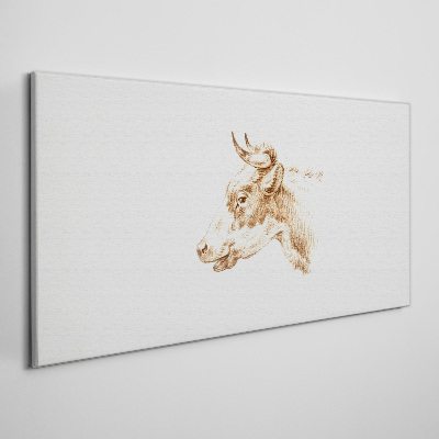 Tableau toile imprimée Portrait d'une vache dans les tons bruns