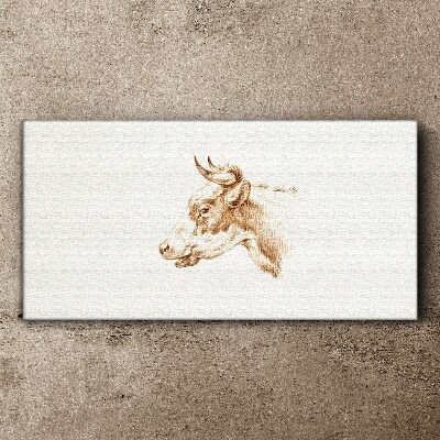Tableau toile imprimée Portrait d'une vache dans les tons bruns