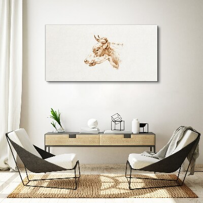 Tableau toile imprimée Portrait d'une vache dans les tons bruns