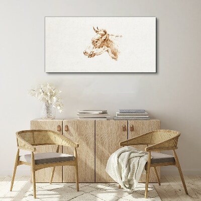 Tableau toile imprimée Portrait d'une vache dans les tons bruns
