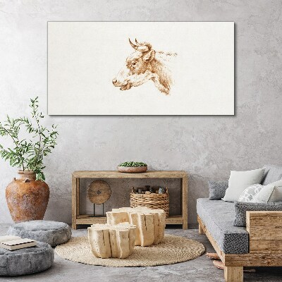 Tableau toile imprimée Portrait d'une vache dans les tons bruns