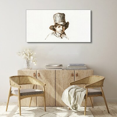 Tableau imprimé sur toile Portrait au chapeau